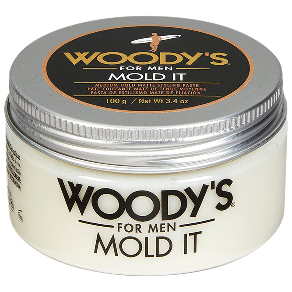 Woody's Mold It Matte Hair Paste for Men - Medium Hold, Adds Texture & Volume, Styling Clay For Men Alternative, |4 oz