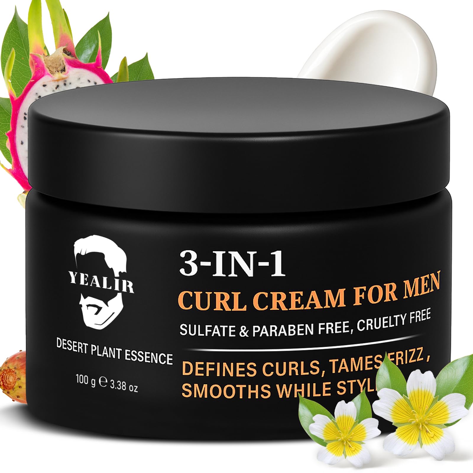 3-in-1 Curl Cream for Men Defines Curls Tames Frizz Adds Smoothness and Texture Desert Derived Extracts Sulfate-Free |38